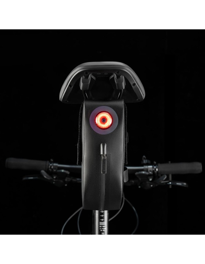 Rockbros AS-078-1 Bicycle Seat Bag with Smart Rear Light 0.8L - Black Rockbros AS-078-1 Bicycle Seat Bag with Smart Rear Light 0.8L - Black