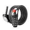 Rockbros RKS531 bicycle lock with 5-digit code, steel cable, 120 cm, with LED lighting - black Rockbros RKS531 bicycle lock with 5-digit code, steel cable, 120 cm, with LED lighting - black