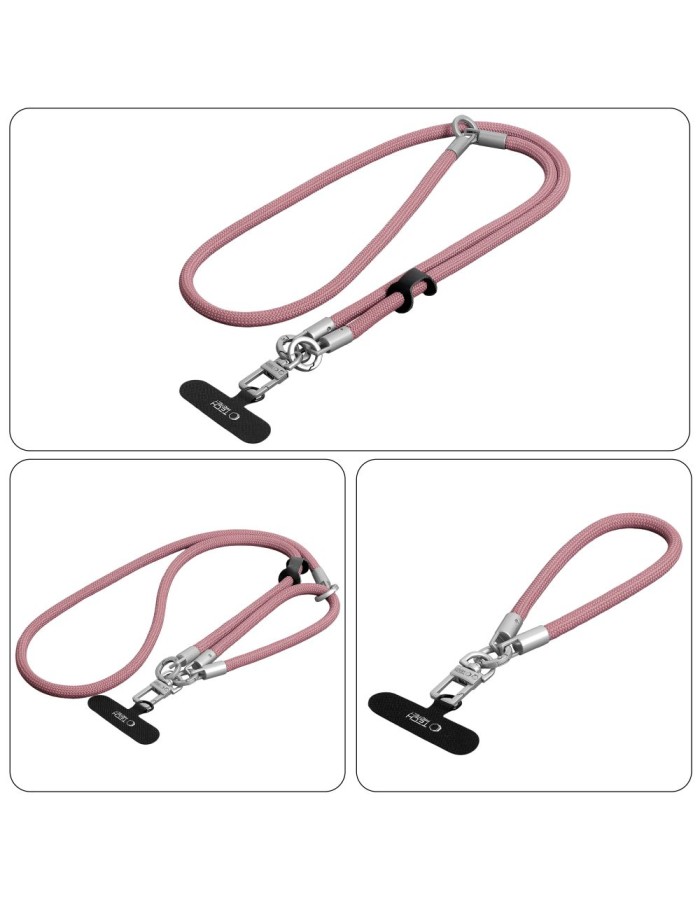 Tech-Protect C10S Crossbody Phone Lanyard (114 cm) + Wrist Strap (31 cm) - Pink Titanium Tech-Protect C10S Crossbody Phone Lanyard (114 cm) + Wrist Strap (31 cm) - Pink Titanium