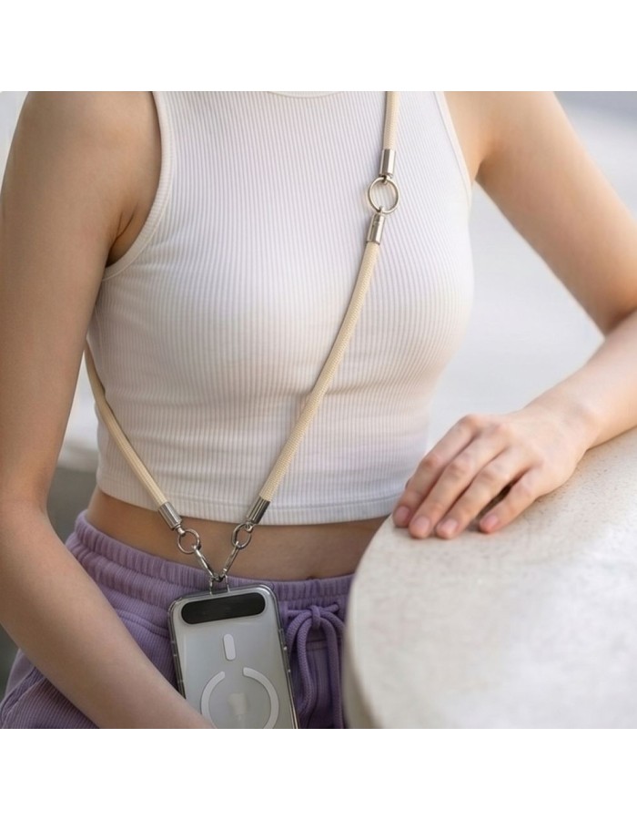 Tech-Protect C10S Crossbody Phone Lanyard (114 cm) + Wrist Strap (31 cm) - Beige Titanium Tech-Protect C10S Crossbody Phone Lanyard (114 cm) + Wrist Strap (31 cm) - Beige Titanium