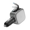 Cuktech CC903P 100W Car Charger with Display and 70cm Retractable USB-C Cable - Gray