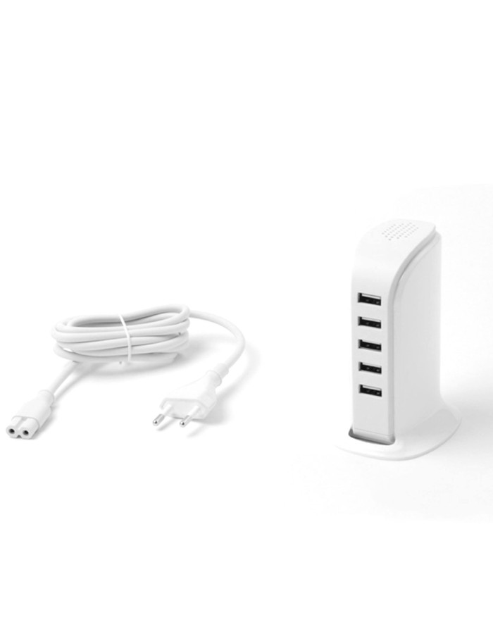 Dudao 5x USB charger with built-in EU power cable white (A5EU) Dudao 5x USB charger with built-in EU power cable white (A5EU)
