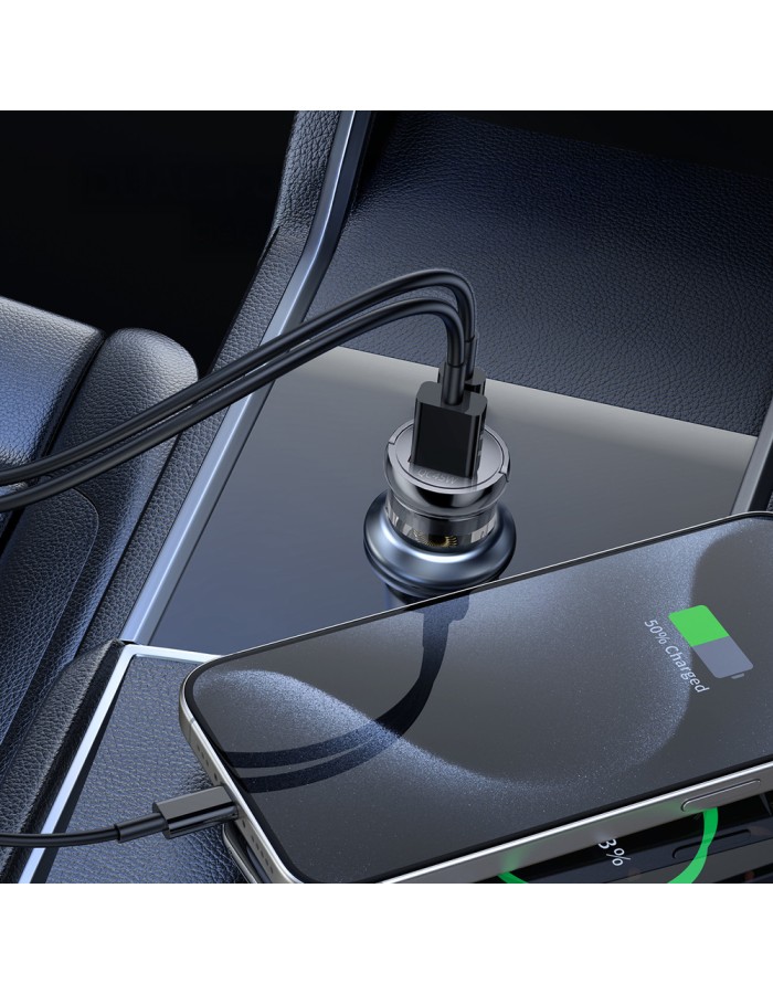Wozinsky 65W Car Charger USB-C PD 65W / USB-A 45W QC 3.0 - Black Wozinsky 65W Car Charger USB-C PD 65W / USB-A 45W QC 3.0 - Black