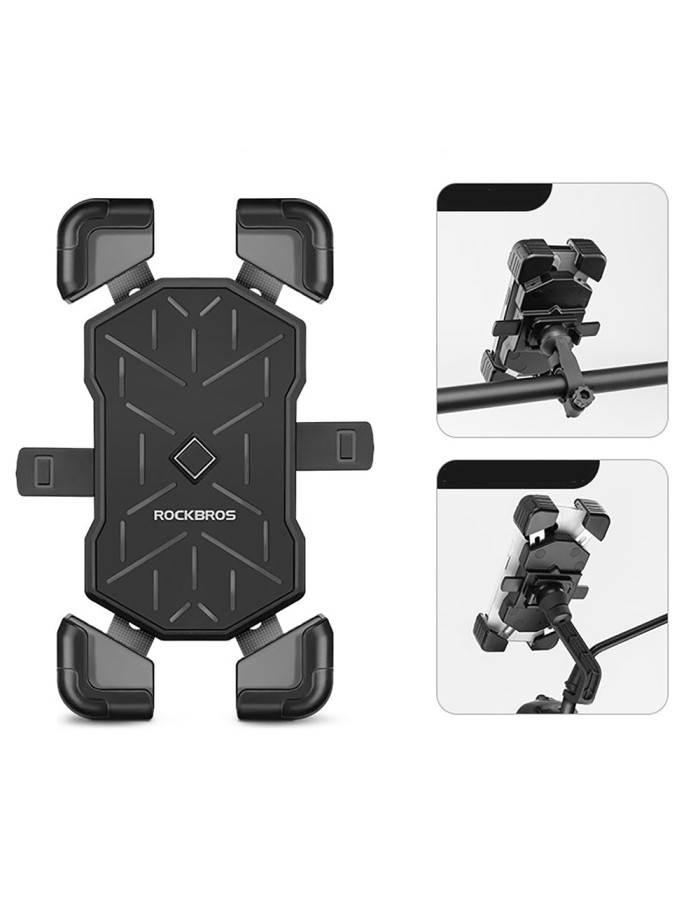 Rockbros HW-117 Handlebar Clamp Phone Holder - Black and Gray Rockbros HW-117 Handlebar Clamp Phone Holder - Black and Gray