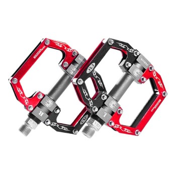 Rockbros 2010-12SBKR Aluminum Bicycle Pedals with Sealed Bearings - Black and Red