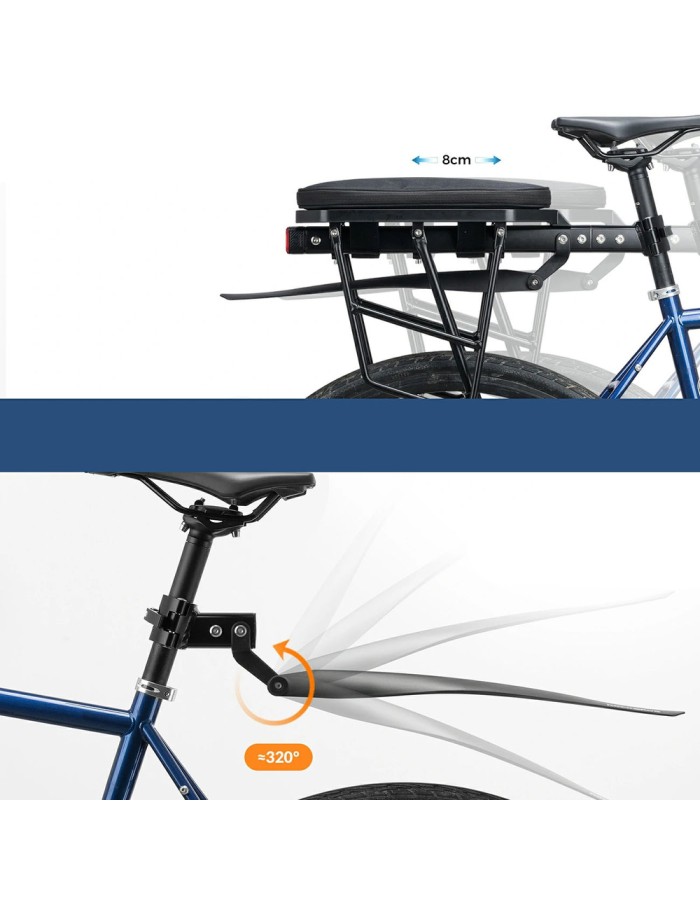 Rockbros RBHJ-1 Black Diamond Bike Rack with Mudguard and Quick Mount for 26-29" Mountain Bikes - Black Rockbros RBHJ-1 Black Diamond Bike Rack with Mudguard and Quick Mount for 26-29" Mountain Bikes - Black