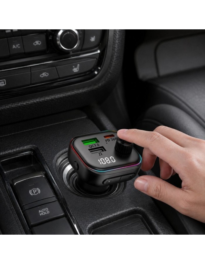 Tech-Protect CC07 3-Port PD 54W Car Charger + Bluetooth FM Transmitter - Black Tech-Protect CC07 3-Port PD 54W Car Charger + Bluetooth FM Transmitter - Black