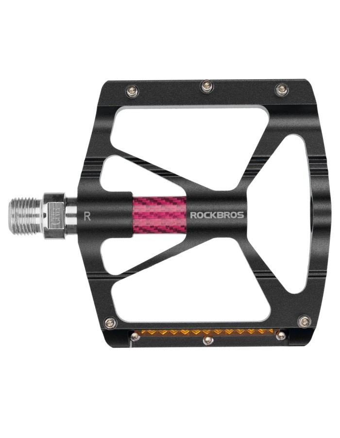 Rockbros K307PT Aluminum Reflective Platform Bicycle Pedals - Black Rockbros K307PT Aluminum Reflective Platform Bicycle Pedals - Black