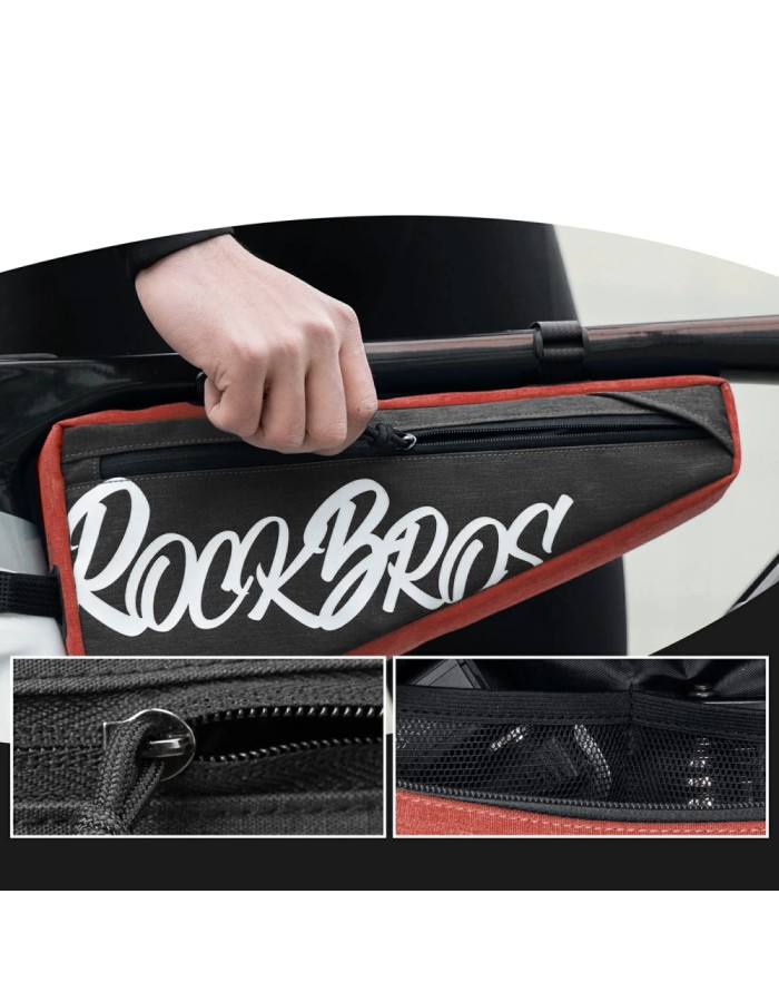 Rockbros G008 Flash Journey Triangle Frame Bike Bag XL 1.9 l - Black and Red Rockbros G008 Flash Journey Triangle Frame Bike Bag XL 1.9 l - Black and Red