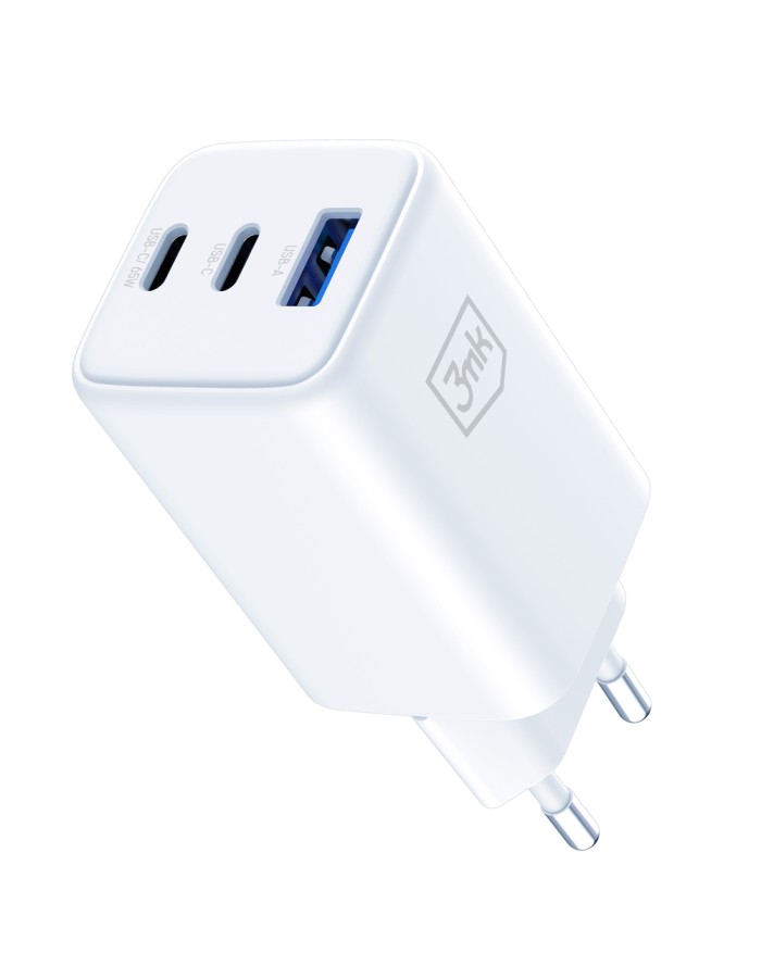 USB-C USB-A 3mk Hyper GaN PD Charger 65W™ - White