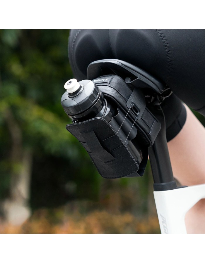 Rockbros P010 0.2L Bike Saddle Bag with 0.6L Bottle Holder - Black Rockbros P010 0.2L Bike Saddle Bag with 0.6L Bottle Holder - Black