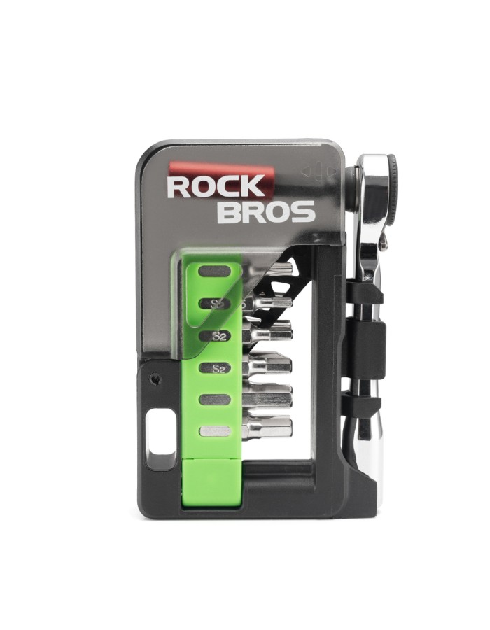 Rockbros Bike Tool Set with Mini Ratchet and Bits - Translucent Green Rockbros Bike Tool Set with Mini Ratchet and Bits - Translucent Green