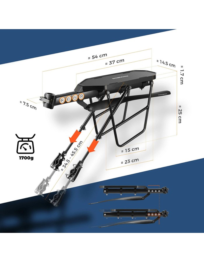 Rockbros RBHJ-1 Black Diamond Bike Rack with Mudguard and Quick Mount for 26-29" Mountain Bikes - Black Rockbros RBHJ-1 Black Diamond Bike Rack with Mudguard and Quick Mount for 26-29" Mountain Bikes - Black