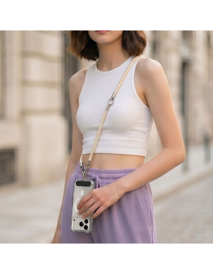 Tech-Protect C10S Crossbody Phone Lanyard (114 cm) + Wrist Strap (31 cm) - Beige Titanium Tech-Protect C10S Crossbody Phone Lanyard (114 cm) + Wrist Strap (31 cm) - Beige Titanium