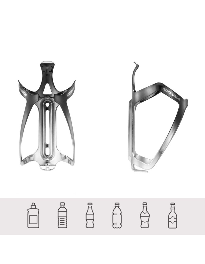 Rockbros RKL02 Aluminum Bottle Cage - Black and Silver Rockbros RKL02 Aluminum Bottle Cage - Black and Silver