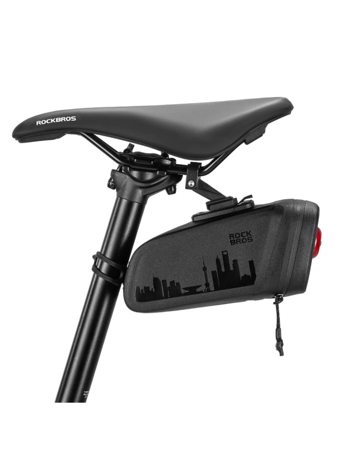 Rockbros AS-141 Lightweight Bicycle Seat Bag with Smart Rear Light - Black Rockbros AS-141 Lightweight Bicycle Seat Bag with Smart Rear Light - Black