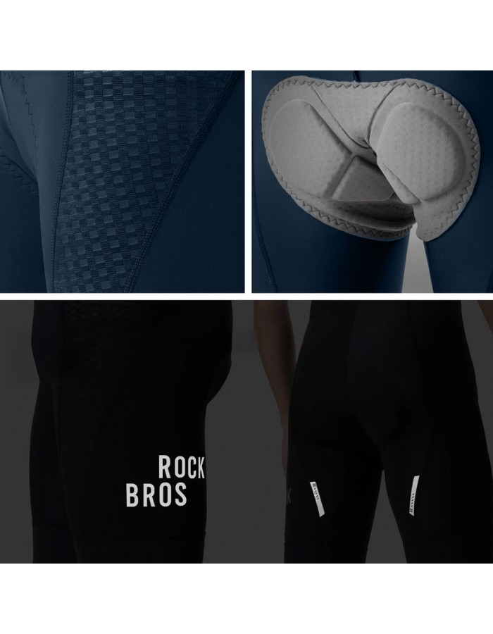 Rockbros YDDK009 Men&amp;#39;s Cycling Bib Shorts with Pad Size XXL - Dark Blue