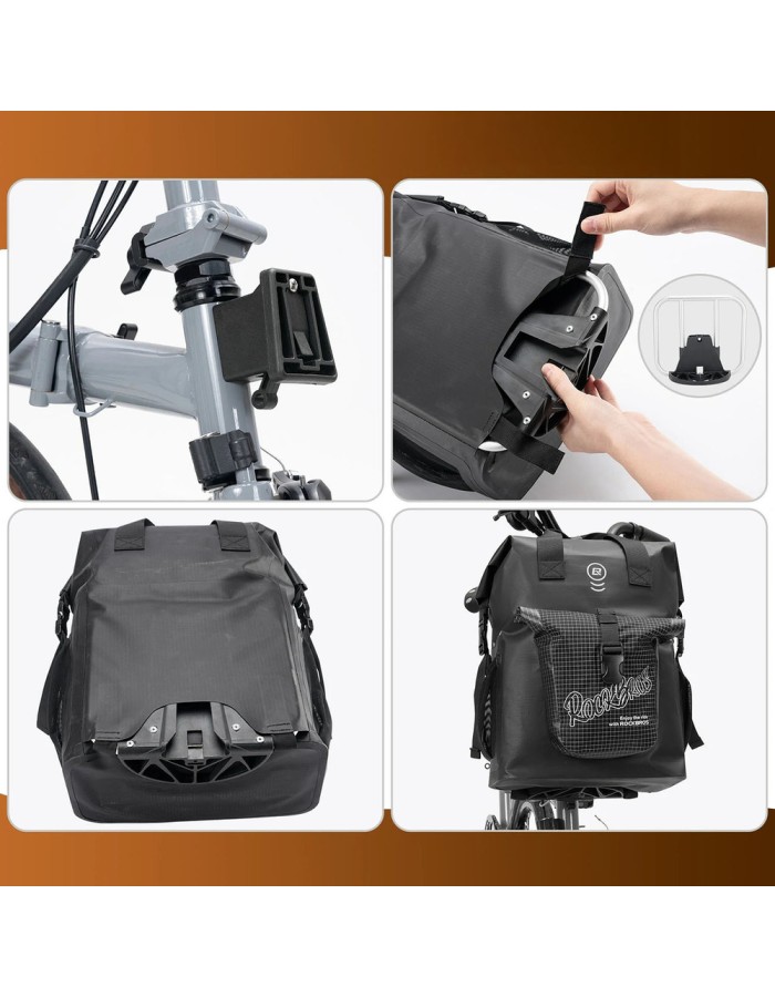 Rockbros AS-158 Handlebar Bag for Brompton 18L Folding Bike - Black Rockbros AS-158 Handlebar Bag for Brompton 18L Folding Bike - Black