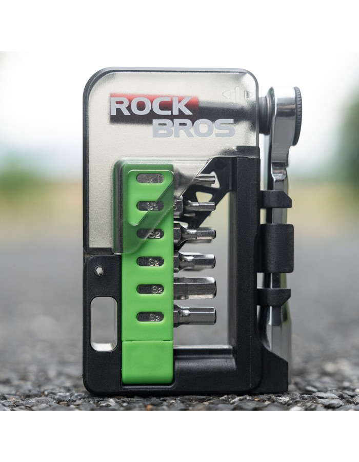 Rockbros Bike Tool Set with Mini Ratchet and Bits - Translucent Green Rockbros Bike Tool Set with Mini Ratchet and Bits - Translucent Green