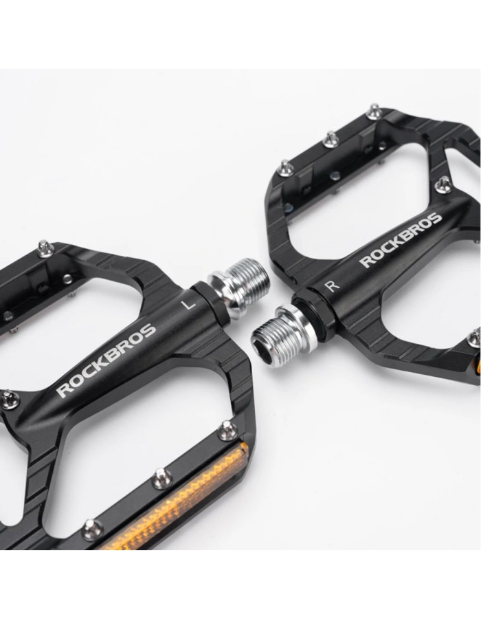Rockbros C700 Reflective Aluminum Platform Bicycle Pedals - Black Rockbros C700 Reflective Aluminum Platform Bicycle Pedals - Black