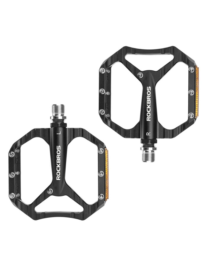 Rockbros C700 Reflective Aluminum Platform Bicycle Pedals - Black Rockbros C700 Reflective Aluminum Platform Bicycle Pedals - Black