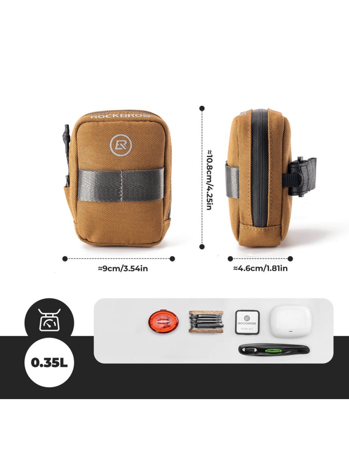 Rockbros F006 bicycle saddle bag 0.35 l - brown Rockbros F006 bicycle saddle bag 0.35 l - brown