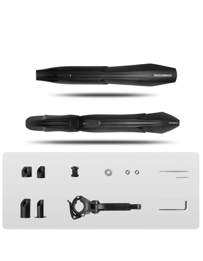 Rockbros FK-880 front and rear bicycle fenders for 24" bikes - black Rockbros FK-880 front and rear bicycle fenders for 24" bikes - black