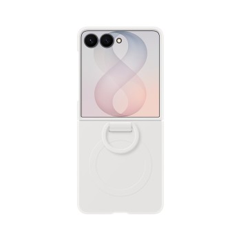 Samsung Silicone Ring Magnet Cover for Samsung Galaxy Z Flip 8 with MagSafe Compatible Ring - White