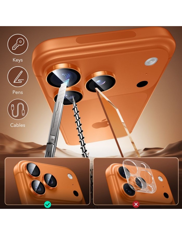 ESR Armorite Camera Lens Glass for iPhone 17 Pro / Max / 15 Pro / Max / 16 Pro / Max / 17 Pro / Max - Orange