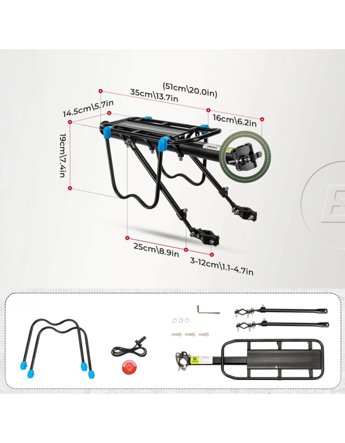 Rockbros Shelves HJ10010 Quick-Mount Bike Rack with Reflector - Black Rockbros Shelves HJ10010 Quick-Mount Bike Rack with Reflector - Black