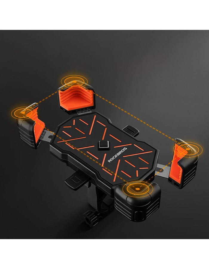 Rockbros HW-117 Handlebar Clamp Phone Holder - Black and Orange Rockbros HW-117 Handlebar Clamp Phone Holder - Black and Orange