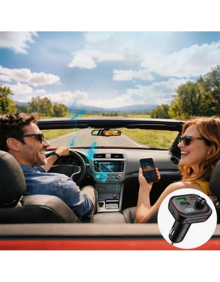 Tech-Protect CC07 3-Port PD 54W Car Charger + Bluetooth FM Transmitter - Black Tech-Protect CC07 3-Port PD 54W Car Charger + Bluetooth FM Transmitter - Black