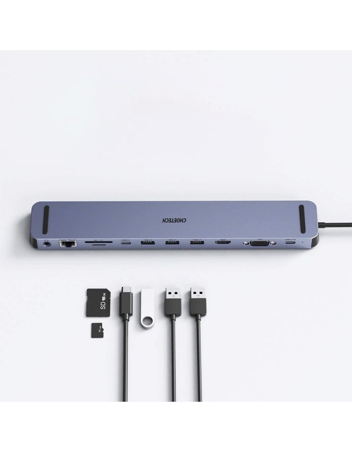 Choetech docking station multifunctional adapter HUB USB Typ C 11in1 100W PD gray (HUB-M20) Choetech docking station multifunctional adapter HUB USB Typ C 11in1 100W PD gray (HUB-M20)