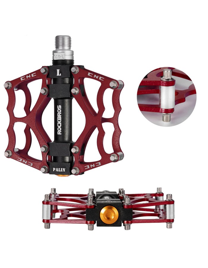 Rockbros JT201012LR 2010-12L Aluminum Platform Bicycle Pedals - Red