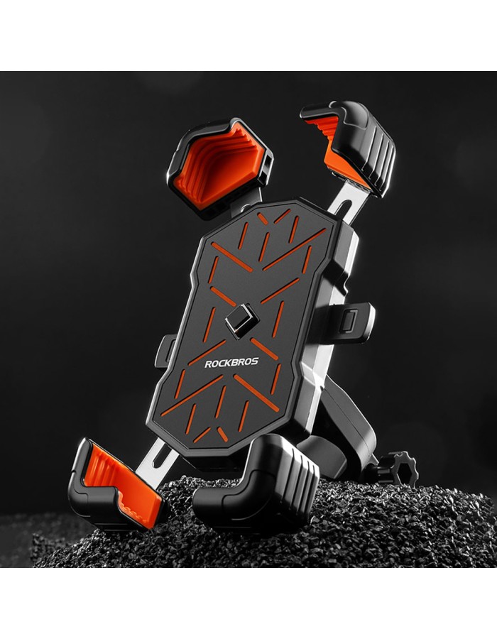 Rockbros HW-117 Handlebar Clamp Phone Holder - Black and Orange Rockbros HW-117 Handlebar Clamp Phone Holder - Black and Orange