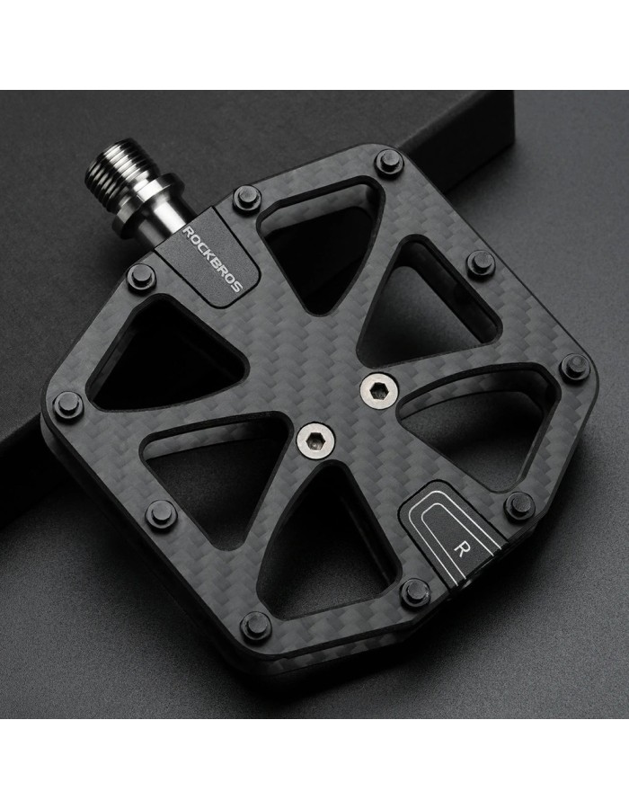 Rockbros C525 Carbon Fiber Platform Bike Pedals - Black Rockbros C525 Carbon Fiber Platform Bike Pedals - Black