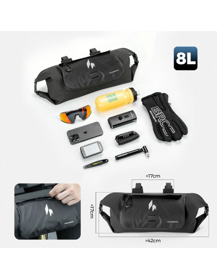Rockbros AS-154 Waterproof Handlebar Bicycle Bag 8L - Black