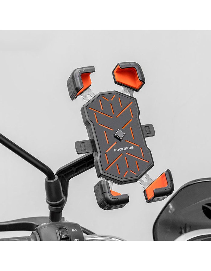 Rockbros HW-117 Handlebar Clamp Phone Holder - Black and Orange Rockbros HW-117 Handlebar Clamp Phone Holder - Black and Orange