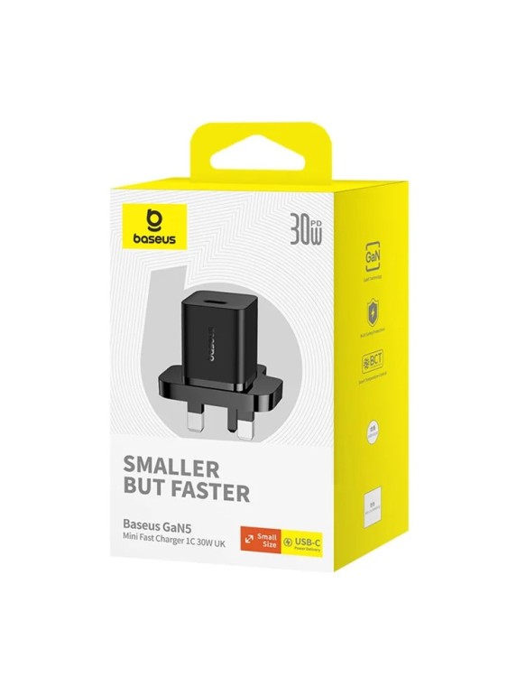 Baseus Charger Wall 30W USB-C UK MINI GaN5 Black Baseus Charger Wall 30W USB-C UK MINI GaN5 Black