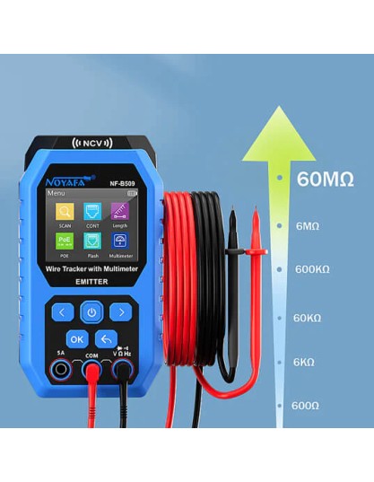 Noyafa Wire Tracker & Digital Multimeter with Cable Length Measurement, PoE Testing, NCV Detection, and LCD Display NF-B509