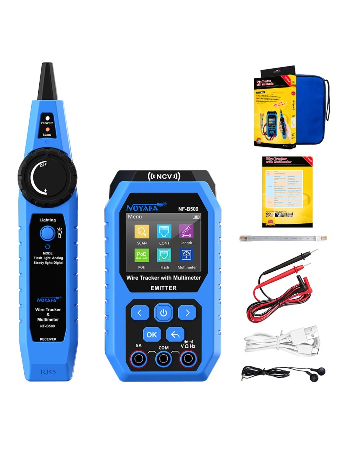 Noyafa Wire Tracker & Digital Multimeter with Cable Length Measurement, PoE Testing, NCV Detection, and LCD Display NF-B509 Noyafa Wire Tracker & Digital Multimeter with Cable Length Measurement, PoE Testing, NCV Detection, and LCD Display NF-B509