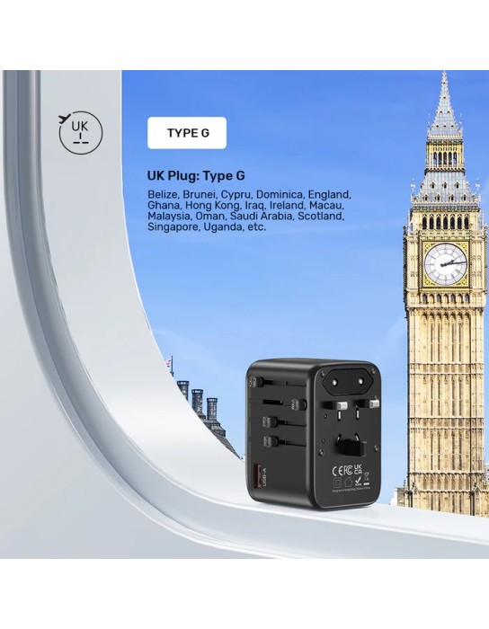 Unitek Charge Wall 65W Travel Adapter 3xUSBC+USBA Black P1122A Unitek Charge Wall 65W Travel Adapter 3xUSBC+USBA Black P1122A