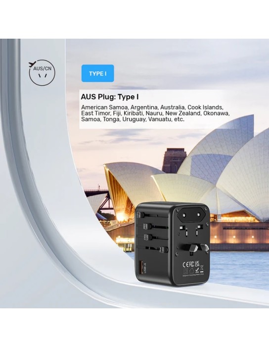 Unitek Charge Wall 65W Travel Adapter 3xUSBC+USBA Black P1122A Unitek Charge Wall 65W Travel Adapter 3xUSBC+USBA Black P1122A
