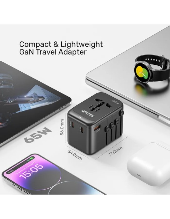 Unitek Charge Wall 65W Travel Adapter 3xUSBC+USBA Black P1122A