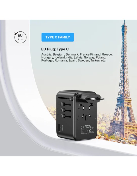 Unitek World Travel Adapter & 100W Charger EU/UK/US 4xUSBC+1xUSBA P1123A Unitek World Travel Adapter & 100W Charger EU/UK/US 4xUSBC+1xUSBA P1123A