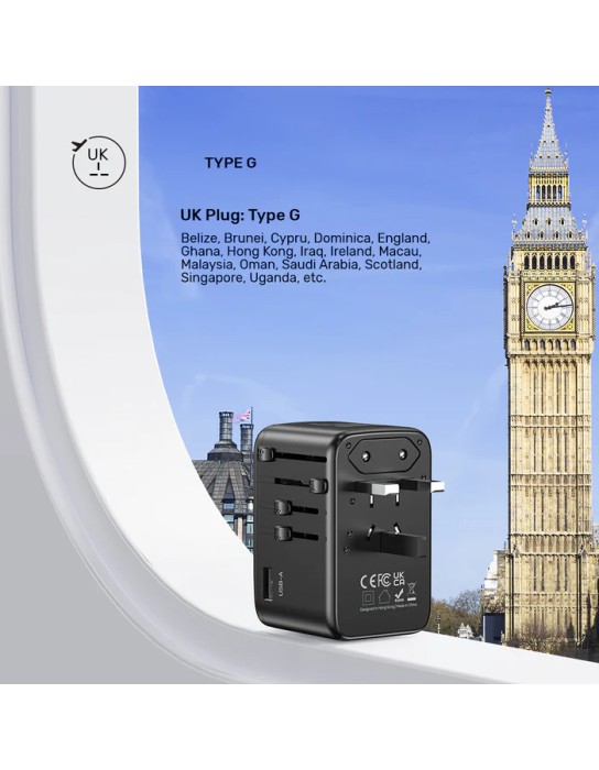 Unitek World Travel Adapter & 100W Charger EU/UK/US 4xUSBC+1xUSBA P1123A Unitek World Travel Adapter & 100W Charger EU/UK/US 4xUSBC+1xUSBA P1123A