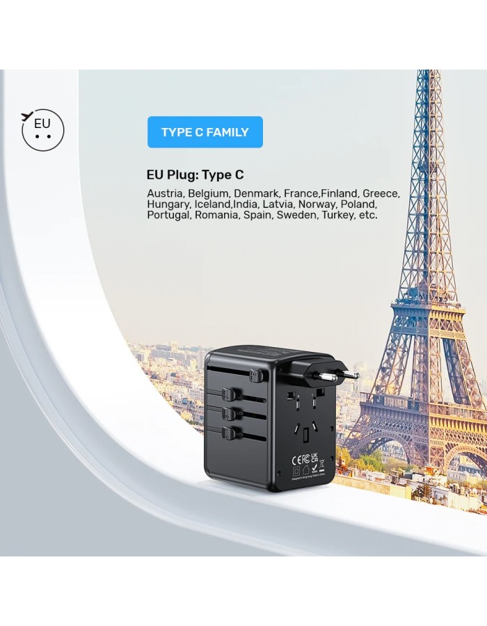 Unitek P1121A Universal Travel Wall Charger 35W 2xUSB-C + 3xUSB-A