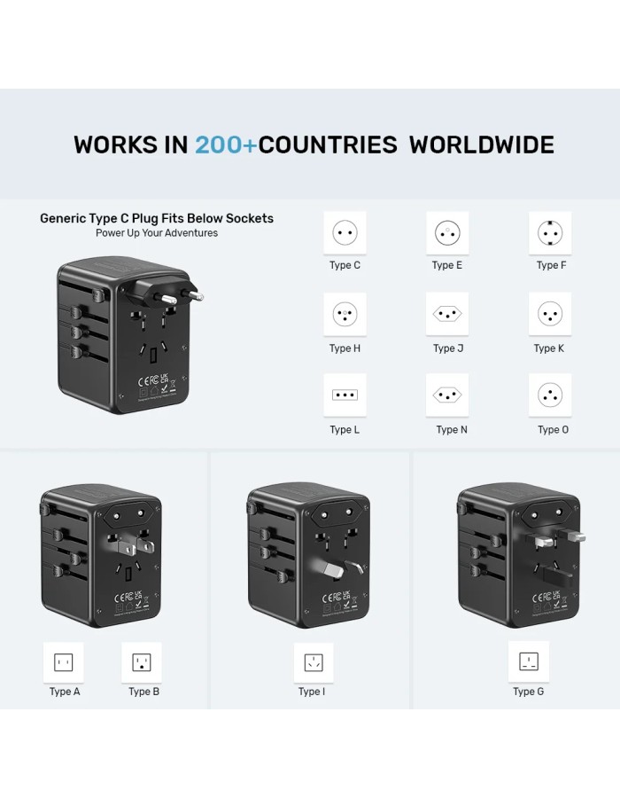 Unitek P1121A Universal Travel Wall Charger 35W 2xUSB-C + 3xUSB-A
