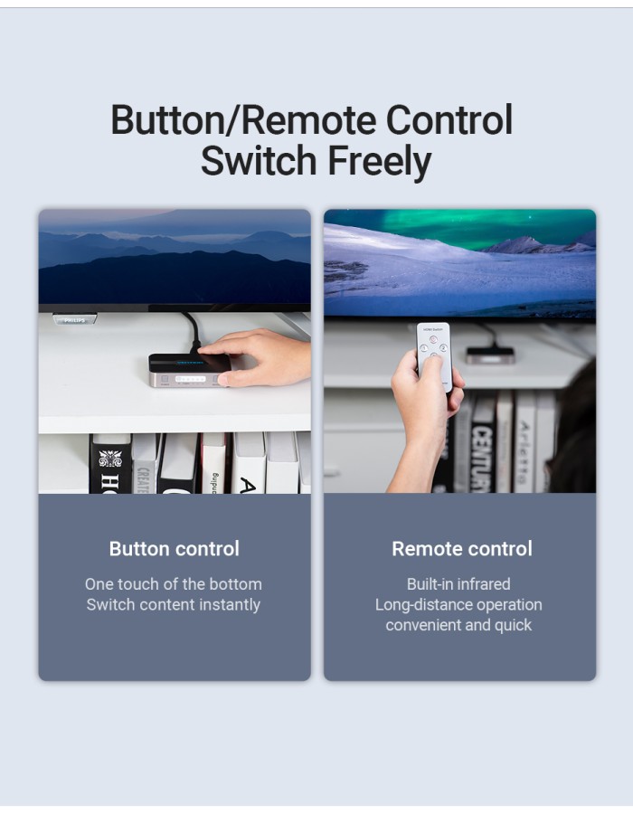Vention HDMI Switch 3-Port 4K 2.0 w/Remote Control AFOH0
