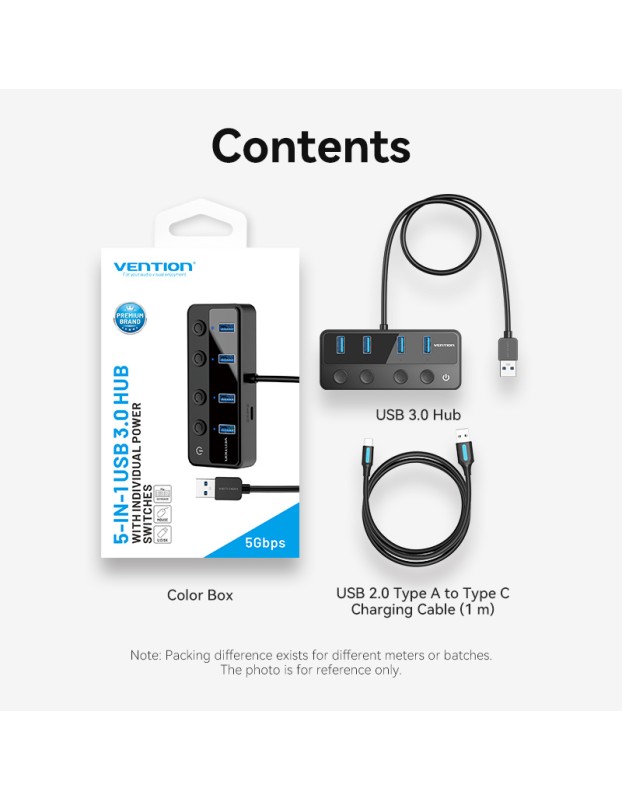Vention HUB USB-C 4 x USB3.0 with Indiv.Power Switches 1.0m CHWBF Vention HUB USB-C 4 x USB3.0 with Indiv.Power Switches 1.0m CHWBF